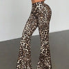 Leopard Print High Waist Flare Pants