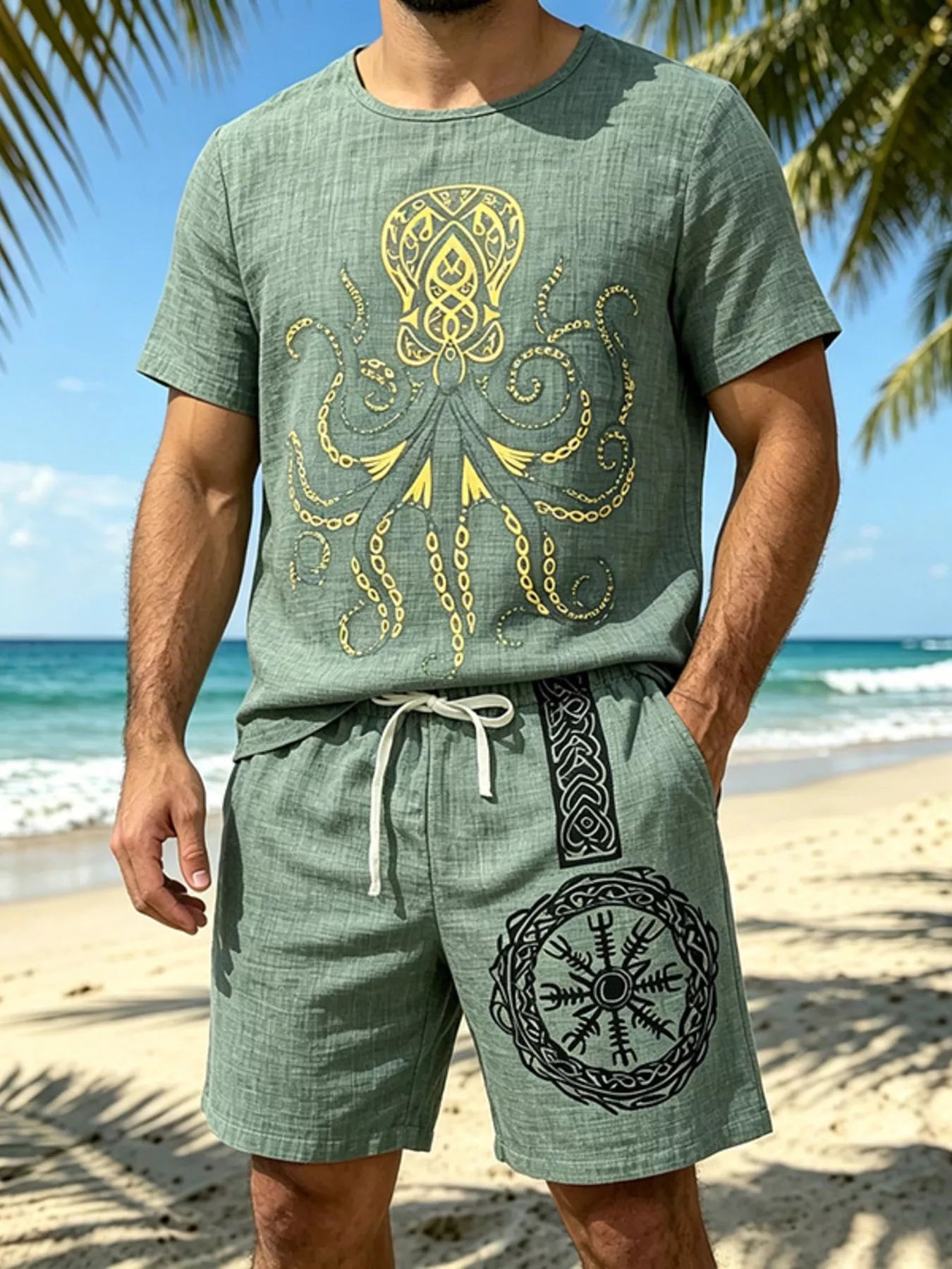 The Easton Round Neck Set – round neck tee and shorts set, view 8