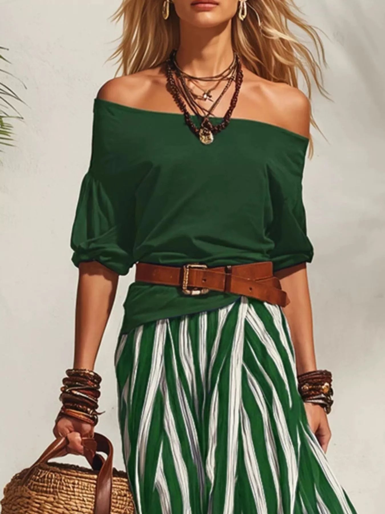 The Bellamy Off-Shoulder Skirt Set – two-piece set, back view