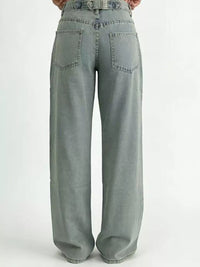 Wide Leg Washed Jeans featuring a back view with pocketed design and a relaxed fit.