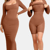 Basic Bae Built-In Shapewear Square Neck Long Sleeve Maxi Dress