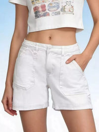 Pocketed Denim Shorts featuring a stylish design and practical pockets, perfect for casual outfits.