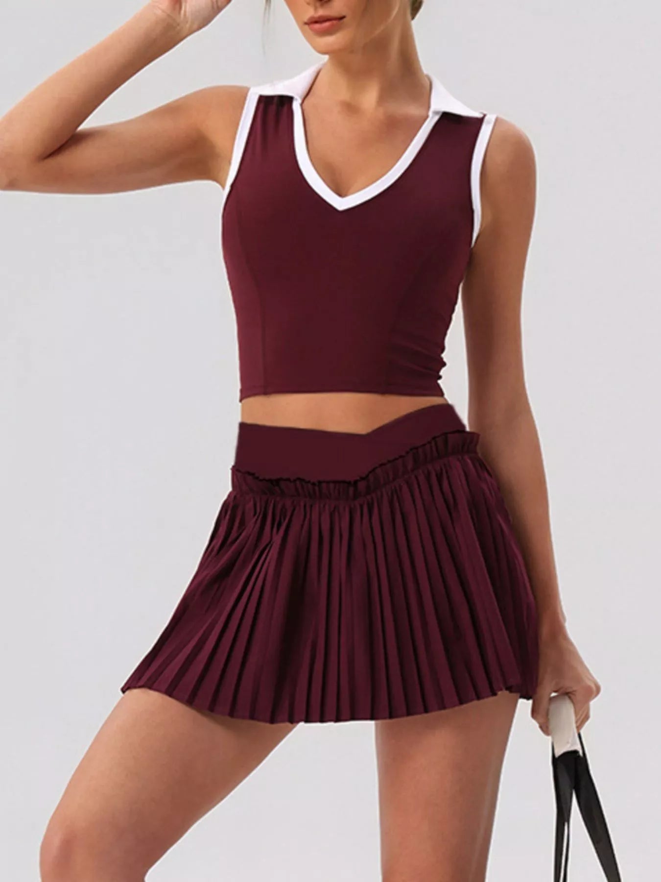 The Cleo Twist Top & Pleated Skirt Set