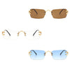 Rimless Retro Rectangle Flat Top Tinted Sunglasses