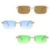 Rimless Rectangle Retro Tinted Fashion Sunglasses