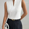 Texture Notched Sleeveless Top