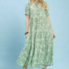 Umgee Paisley Print Tiered Midi Dress