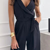 Surplice Sleeveless Wide Leg Jumpsuit