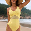 Drawstring Ruched V-Neck One-Piece Swimwear