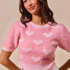 SO ME All Over Heart Valentine Cropped Sweater