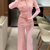 Button Up Cardigan and Pants Knit Set