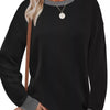 Contrast Trim Crew Neck Casual Sweatshirt