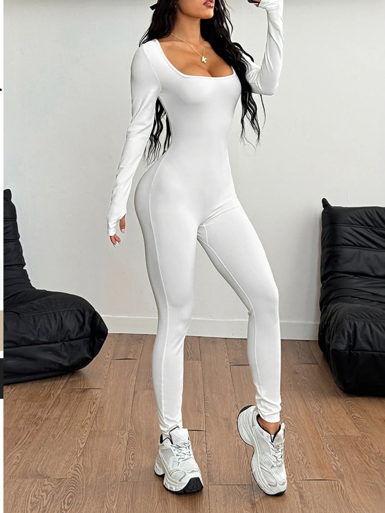 The Avery Square Neck Long Sleeve Jumpsuit
