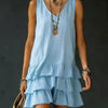 Full Size Ruffled Hem V-Neck Sleeveless Dress Plus Size