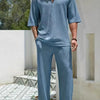 Men's Johnny Collar Half Sleeve Top and Pants Set