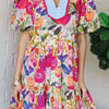 Floral Print Tiered Mini Dress