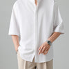 Men's Full Size Casual Mandarin Collar Half Sleeve Shirt Plus Size