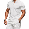 Men's Full Size Textured Short Sleeve Polo and Shorts Set Plus Size