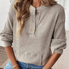 Ribbed Button Detail Long Sleeve T-Shirt