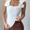Floral Applique Ribbed Tank Top