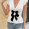 Bow Front Cap Sleeve Blouse