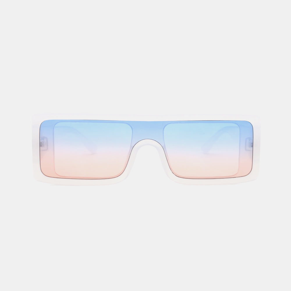 Polycarbonate Frame Rectangle Sunglasses with blue and pink gradient lenses