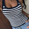 Striped Halter Neck Cami