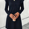 Ruffled Round Neck Long Sleeve Mini Dress
