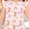 Children's Bunny & Rainbow Print Ruffle Sleeve T-Shirt