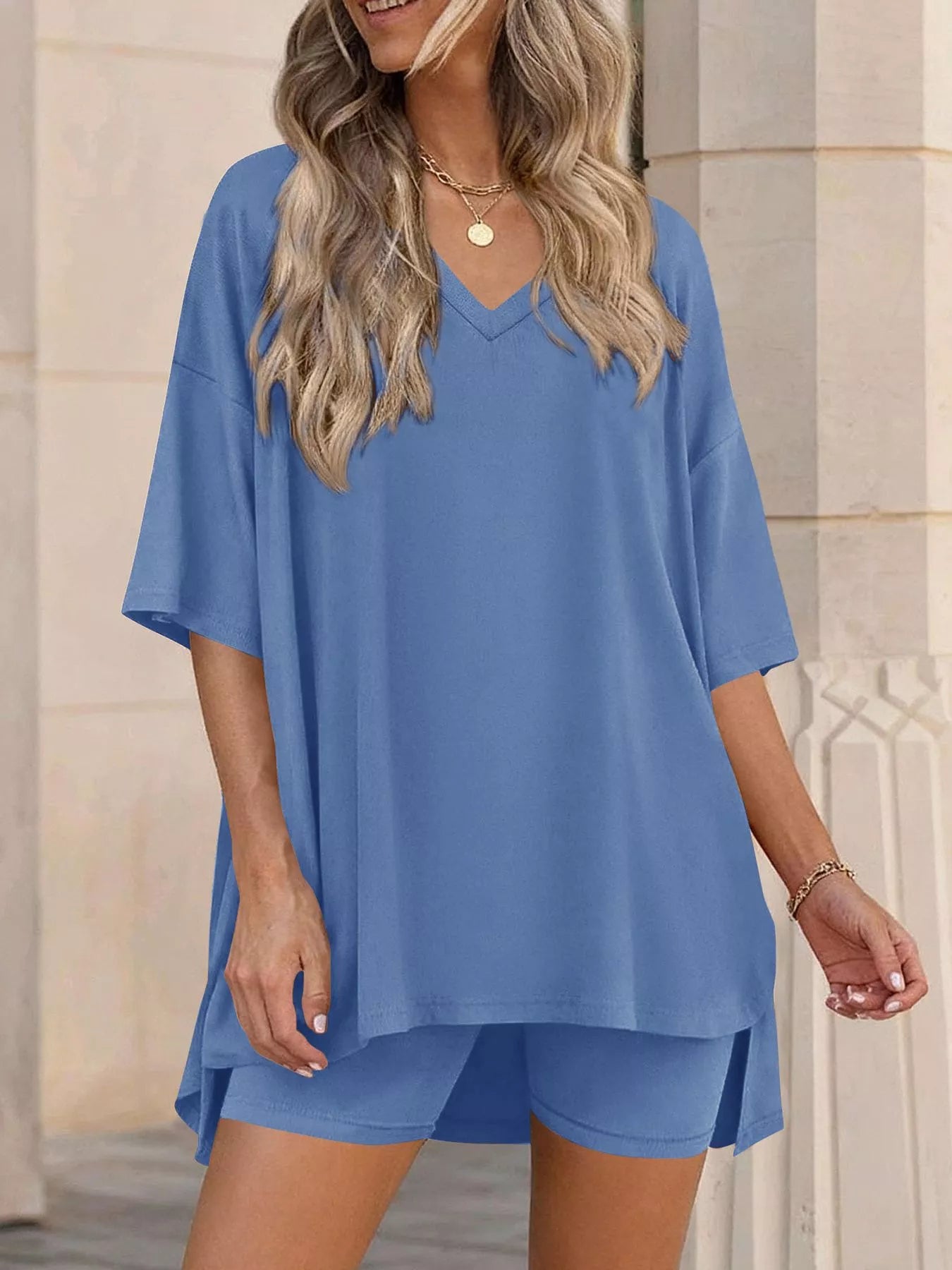 The Willa V-Neck Short Set – fabric texture close-up