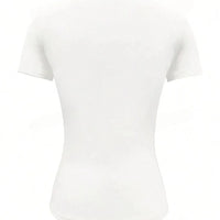 Round Neck Short Sleeve T-Shirt back view, showing the soft and sleek design in white.