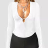 Deep V-Neck Long Sleeve Top