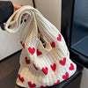Heart Pattern Knitted Handbag