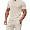 Men's Full Size Casual Short Sleeve Polo and Shorts Set Plus Size