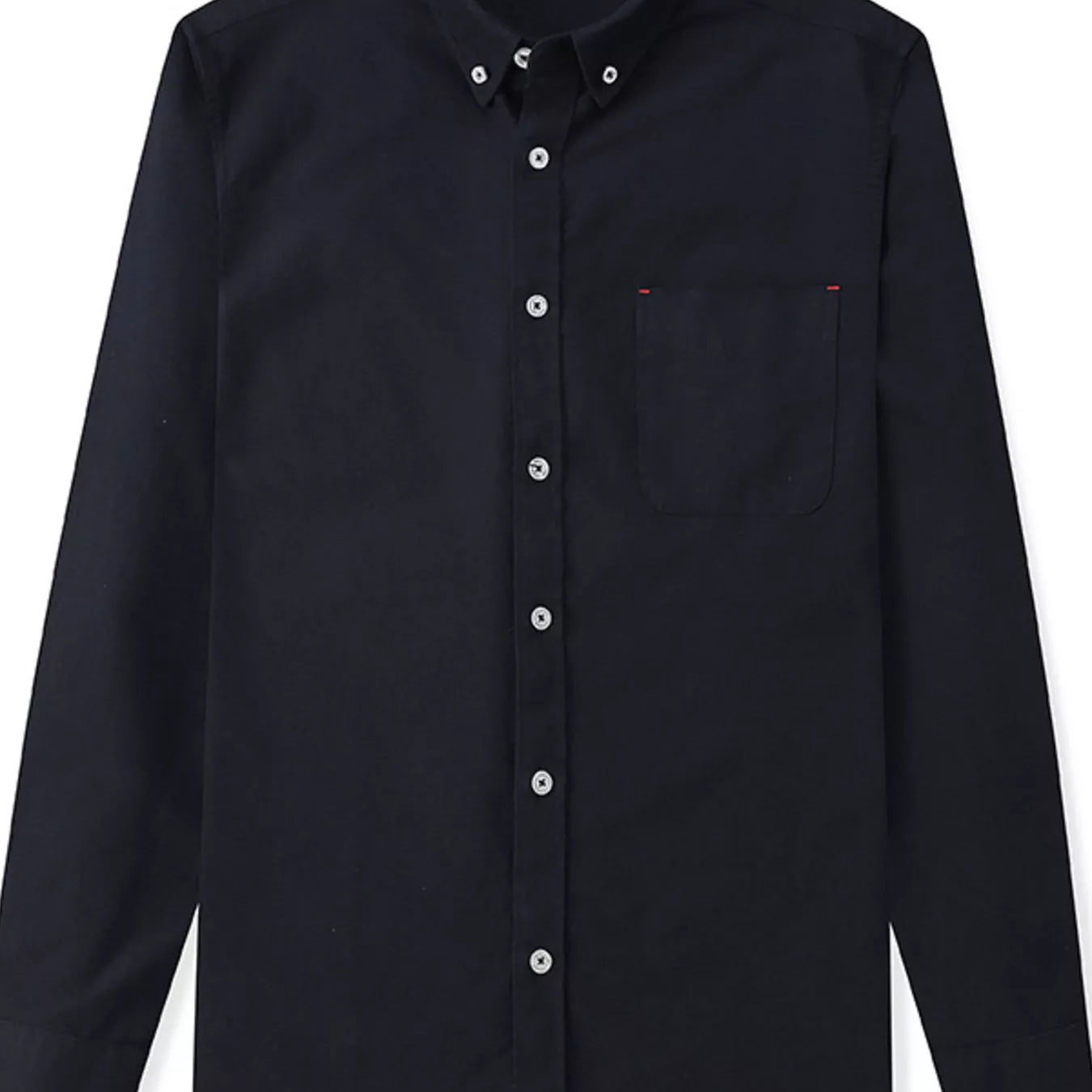 Men's Full Size Button Up Long Sleeve Shirt Plus Size in navy blue with a buttoned front and single pocket.