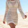 Crochet Knit Long Sleeve Cover-Up Dress