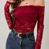 Off-Shoulder Long Sleeve Lace Top