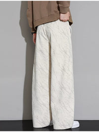 Men's Wide Leg Casual Pants in marble print design, showcasing a comfortable fit and stylish look from the back.