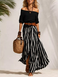 The Bellamy Off-Shoulder Skirt Set – off-shoulder neckline close-up