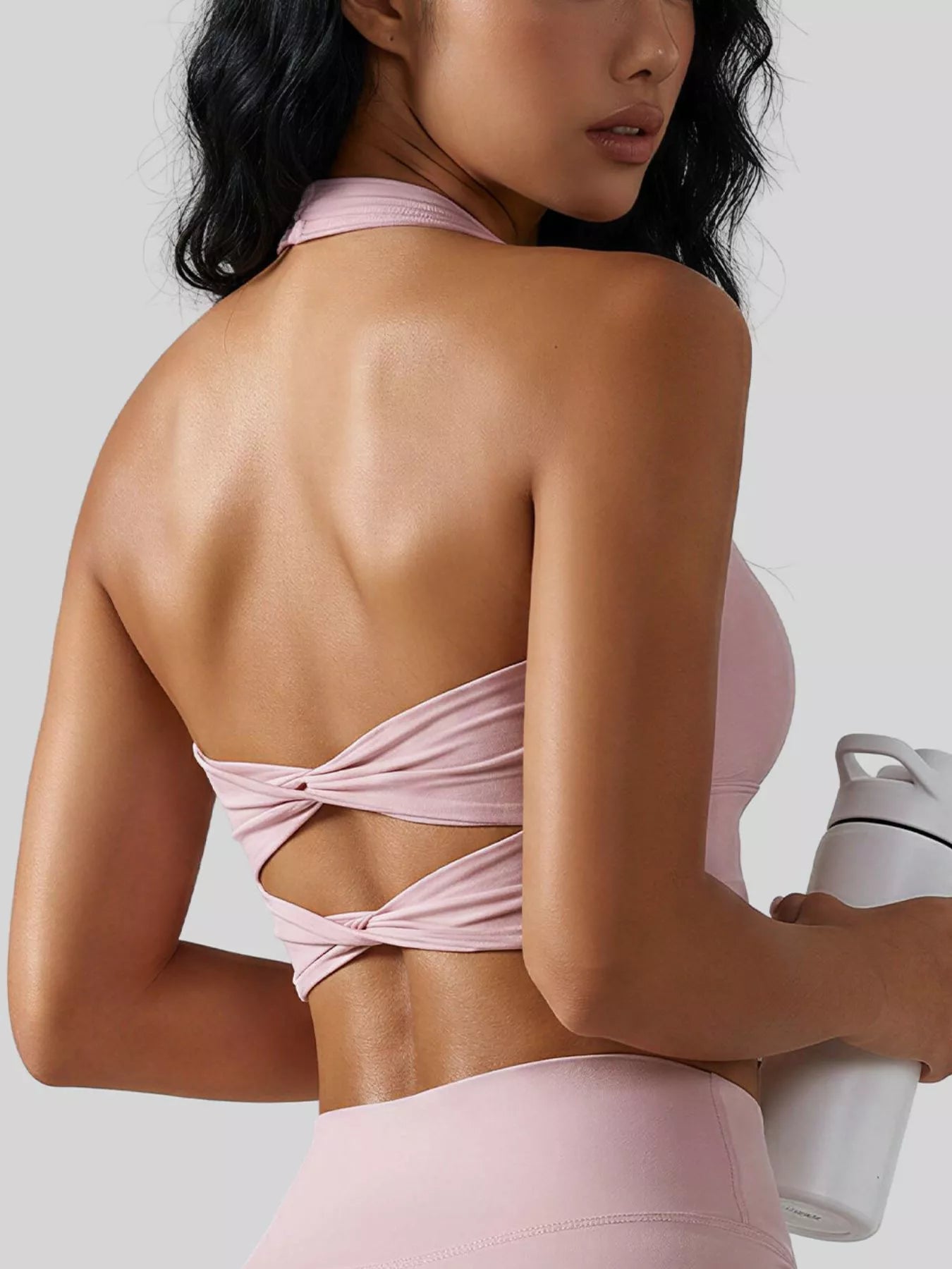 The Greta Twist-Back Halter Sports Bra