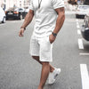 Men's Plus Size Round Neck Short Sleeve Top and Shorts Set