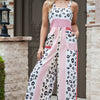Leopard Color Block Smocked Jumpsuit