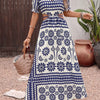 Floral Print Cutout Waist Maxi Dress