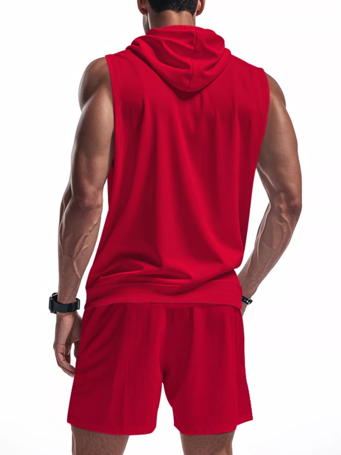 Men's sleeveless zip-up hoodie and shorts set