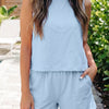 Stitched Detail Loose Tank Top 2pcs Short Set
