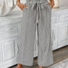 Full Size Striped Wide Leg Paper Bag Pants Plus Size