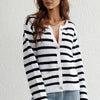 Striped Button Down Long Sleeve Cardigan