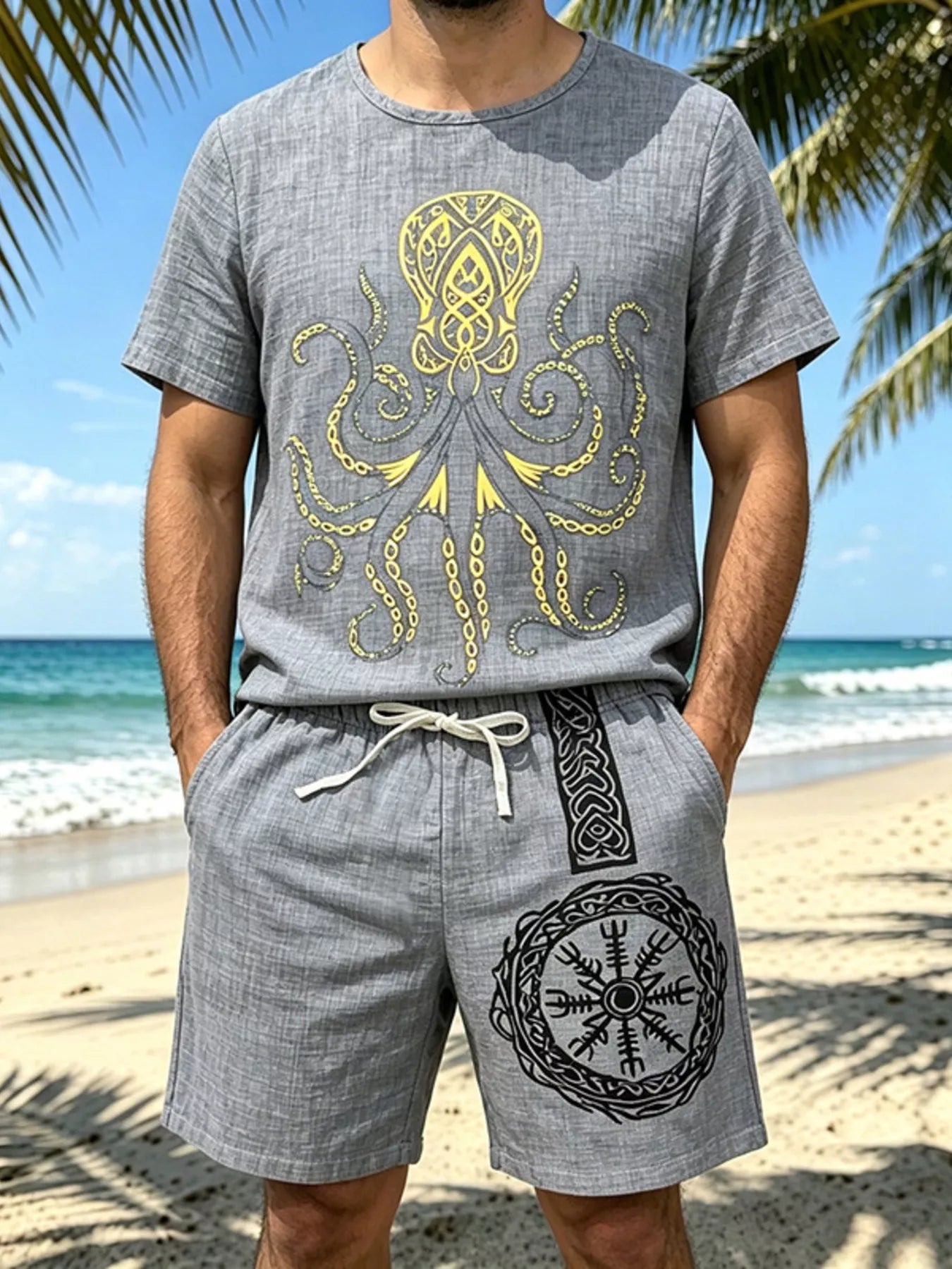The Easton Round Neck Set – round neck tee and shorts set, view 6
