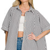 Zenana Oversized Stripe Button Down Shirt