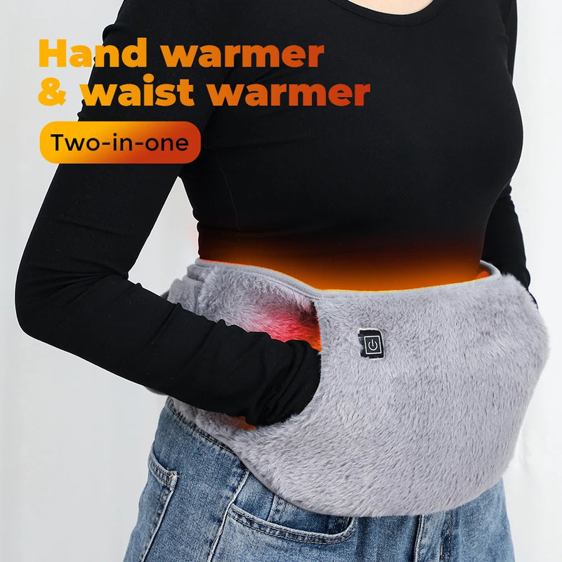 Electric USB Heating Belt – Instant Warmth & Hot Compress Therapy for Waist, Abdomen & Lower Back worn as hand and waist warmer.